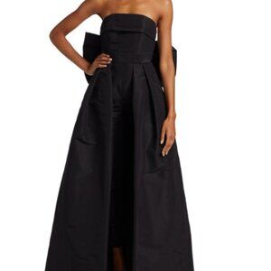 Alexia María Convertible Bow-Embellished Silk Faille Jumpsuit, NWT, SIZE 8